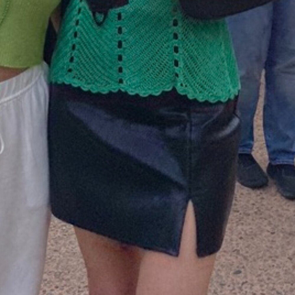 Faux Leather Skirt with Slit